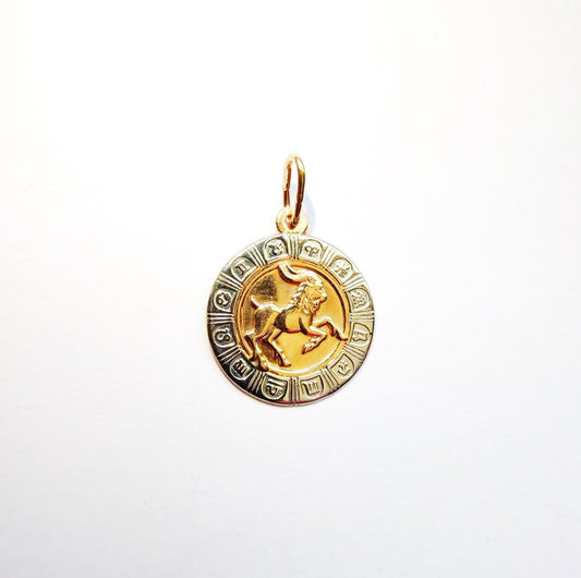 14K Red and White Gold Capricorn Zodiac Pendant