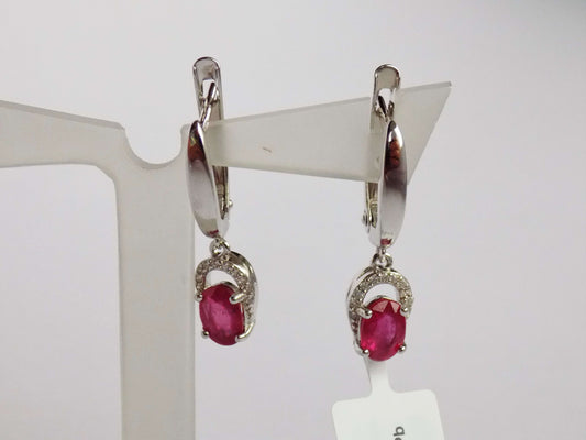 Silver Earrings with Rubies and Zircons - AnArt