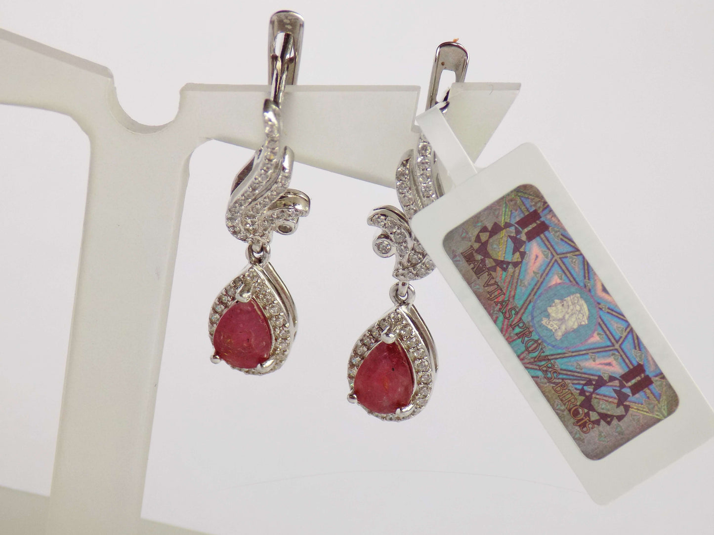 Silver Earrings with Rubies and Zircons - AnArt