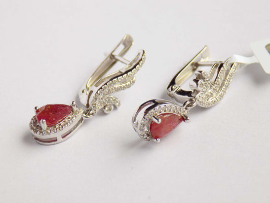 Silver Earrings with Rubies and Zircons - AnArt