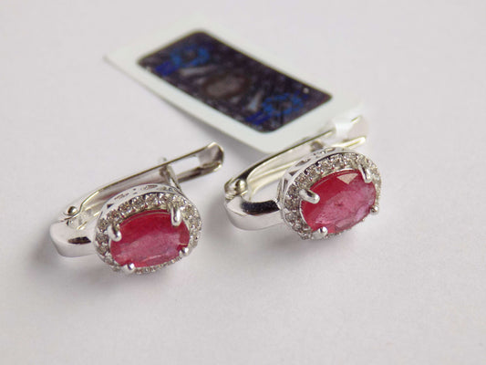 Silver Earrings with Rubies and Zircons - AnArt