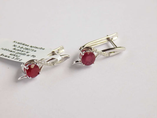 Silver Earrings with Rubies and Zircons - AnArt