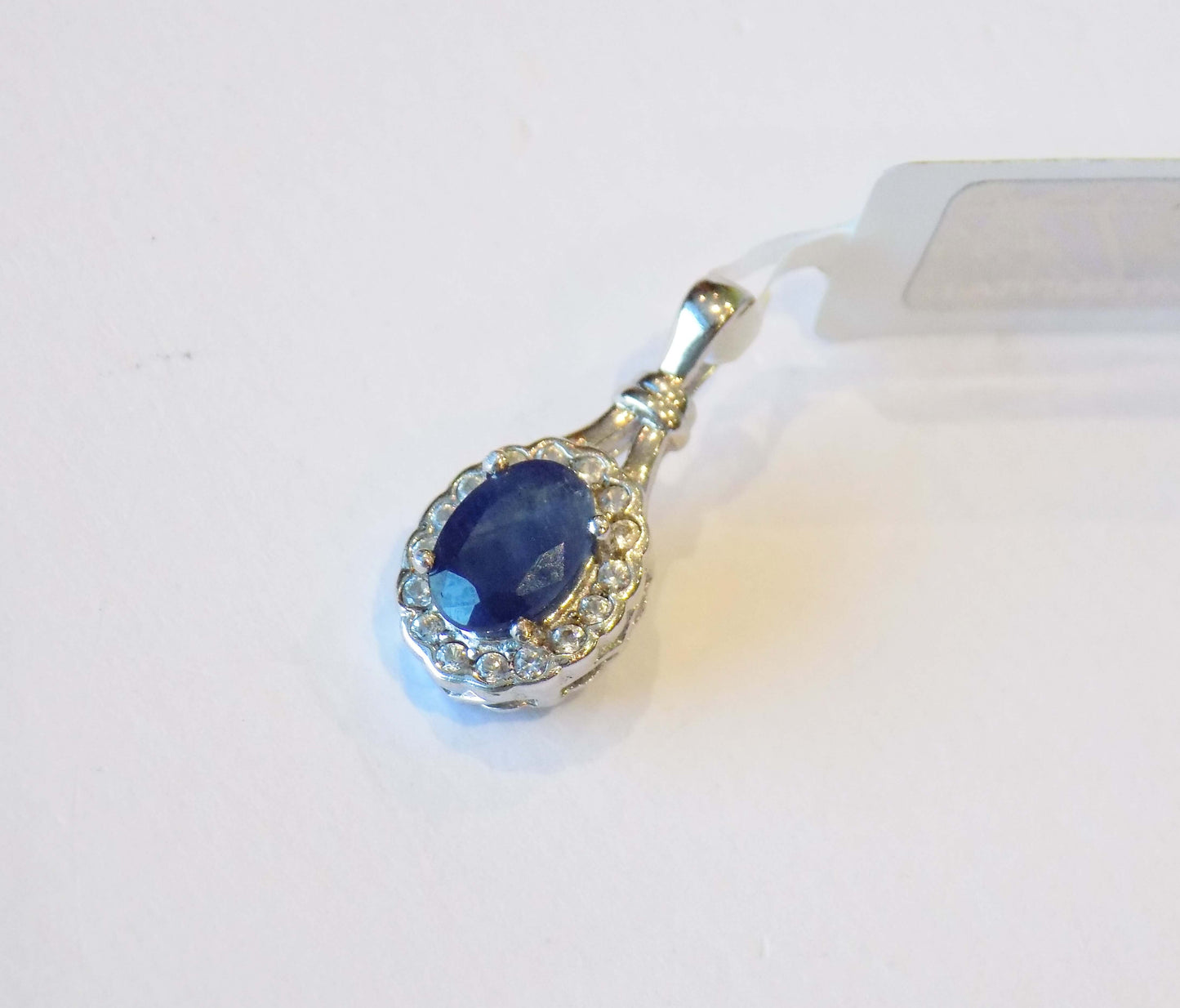 Silver Pendant with Sapphire and Zircons