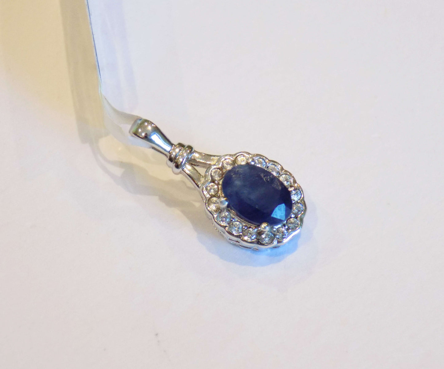 Silver Pendant with Sapphire and Zircons