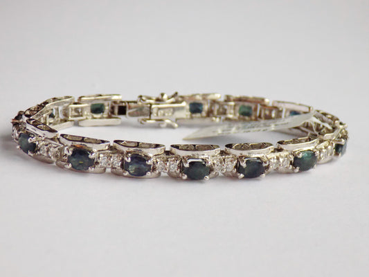 Silver Bracelet with Blue and Green Sapphires and Zircons - AnArt