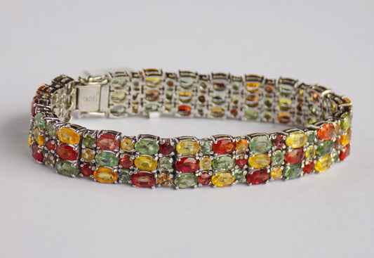 Silver Bracelet with Multicolored Sapphires - AnArt