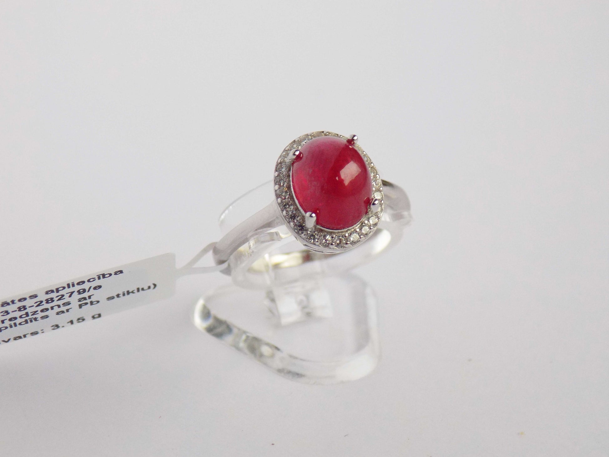 Silver Ring with Ruby and Zircons - AnArt