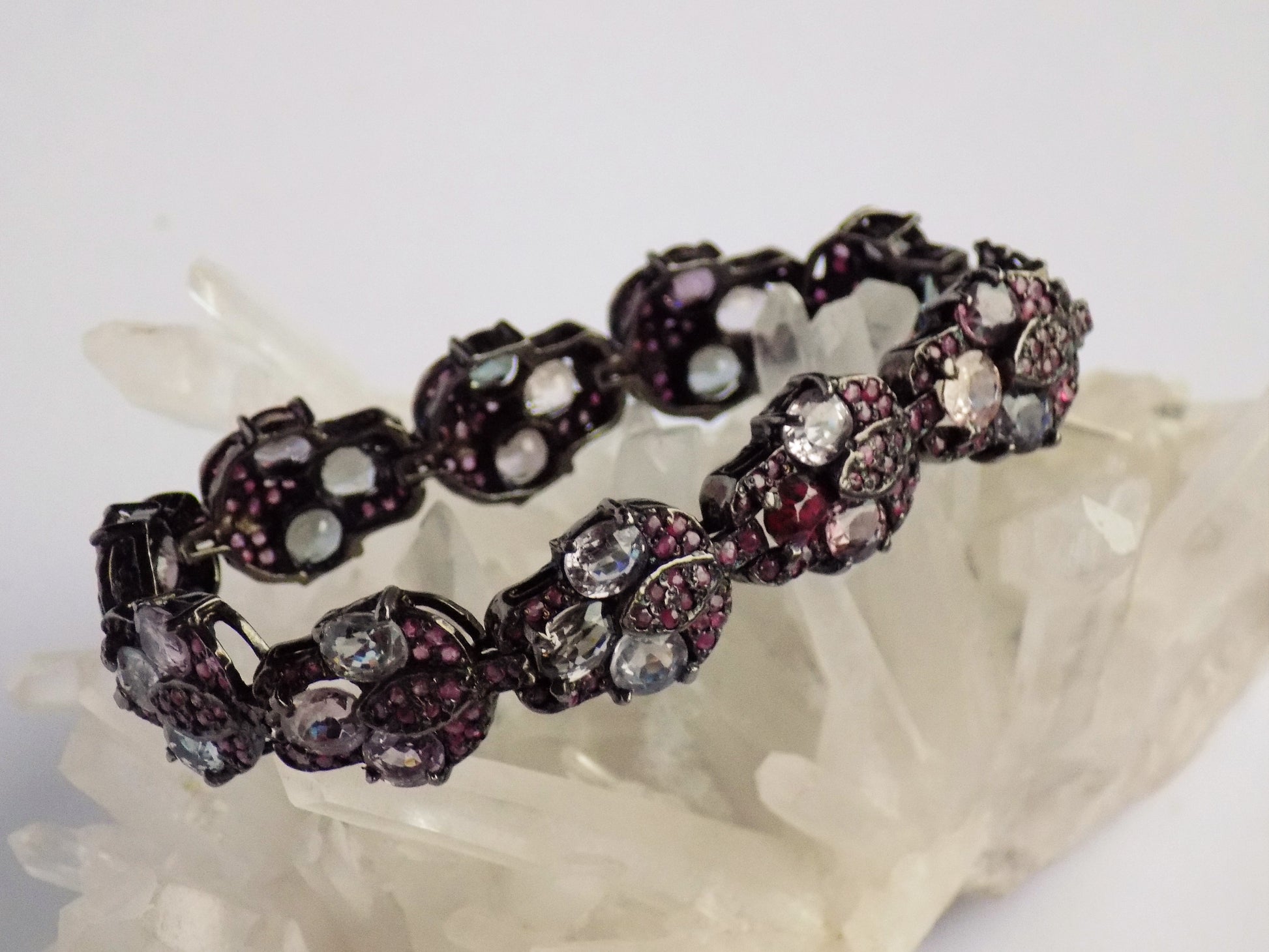 Silver Bracelet with Multicolored Spinels and Rubies - AnArt