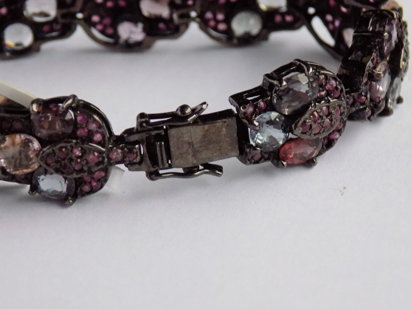 Silver Bracelet with Multicolored Spinels and Rubies - AnArt