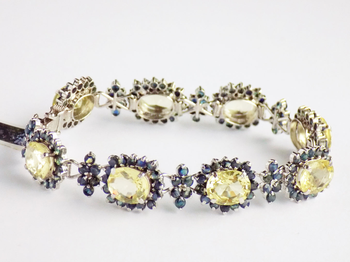 Silver Bracelet with Lemon Citrines and Blue Sapphires - AnArt