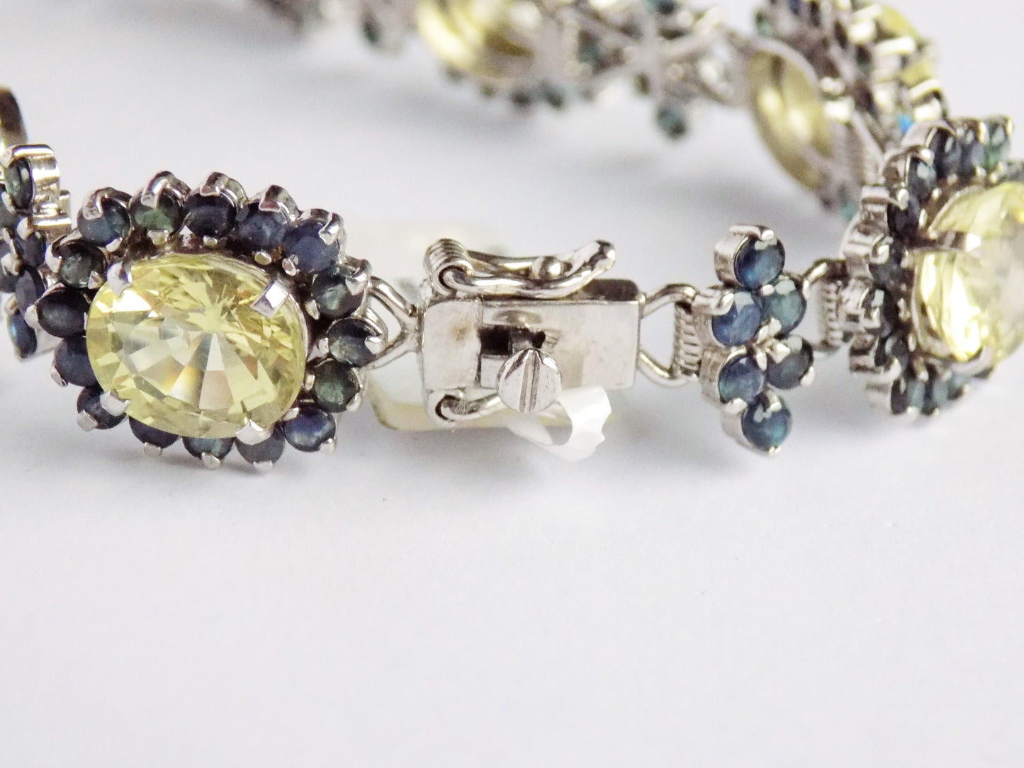 Silver Bracelet with Lemon Citrines and Blue Sapphires - AnArt