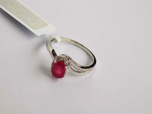 Silver Ring with Ruby and Zircons - AnArt