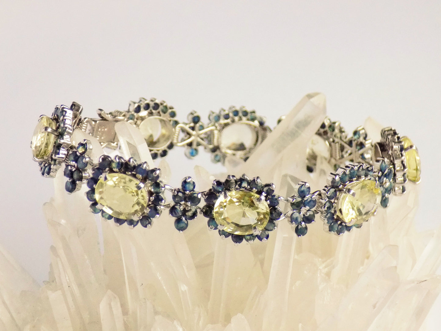 Silver Bracelet with Lemon Citrines and Blue Sapphires - AnArt