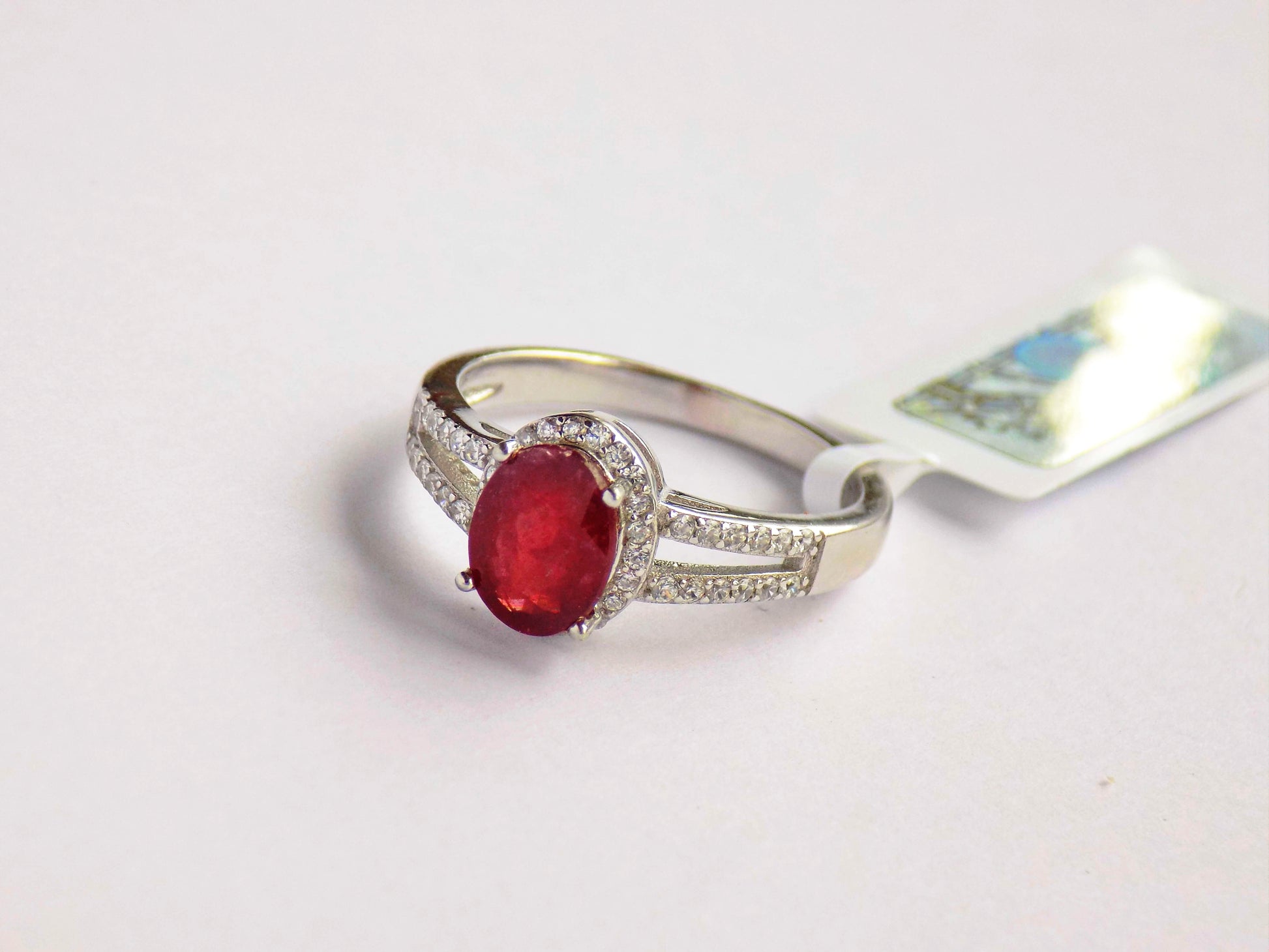 Silver Ring with Ruby and Zircons - AnArt