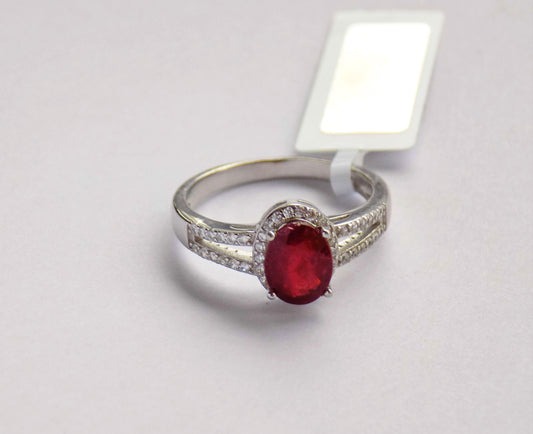 Silver Ring with Ruby and Zircons - AnArt