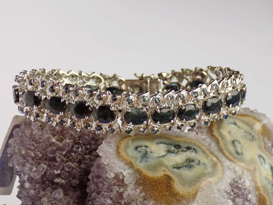 Silver Bracelet with Blue and Green Sapphires - AnArt