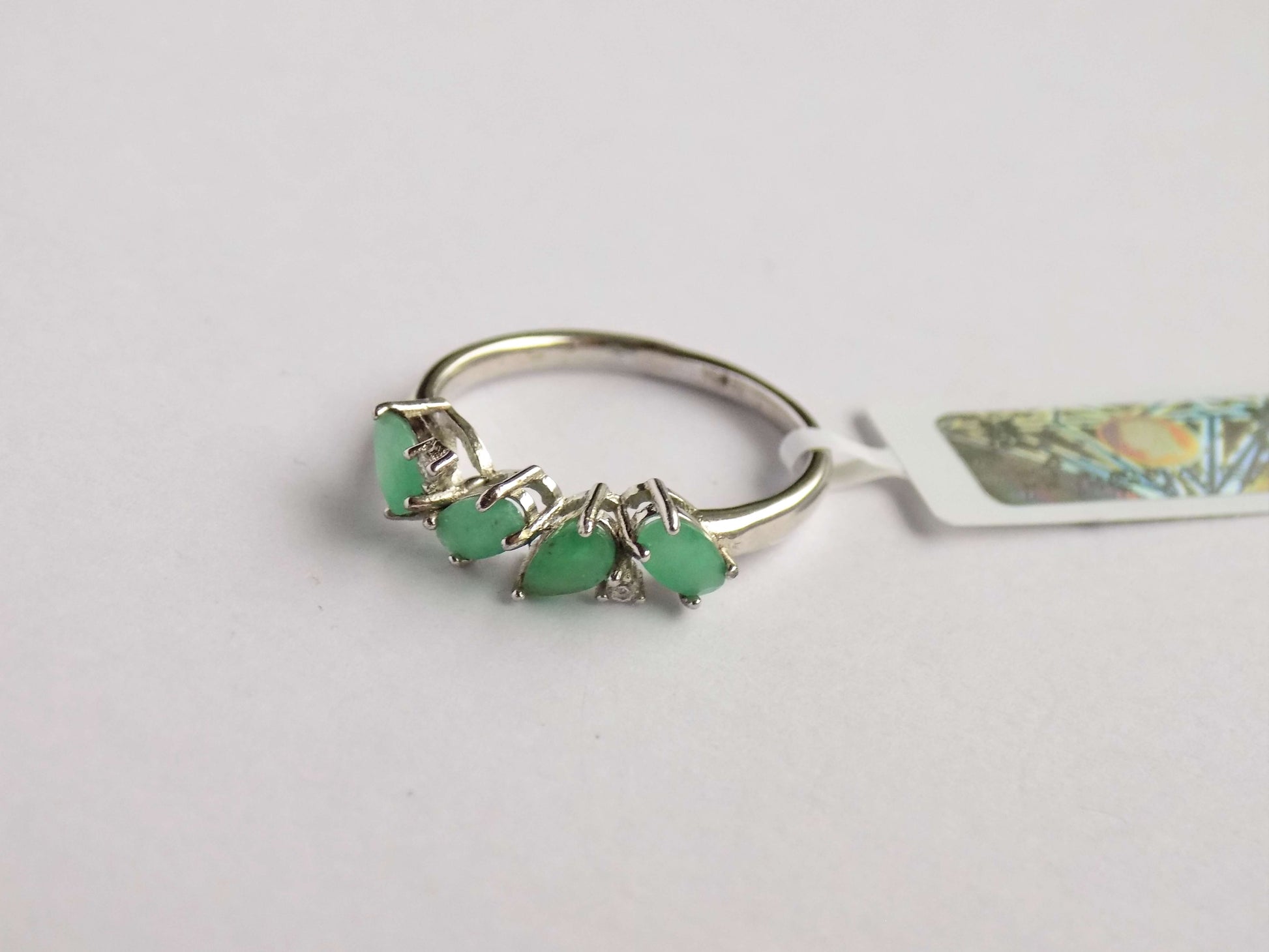 Silver Ring with Emerald and Zircons - AnArt