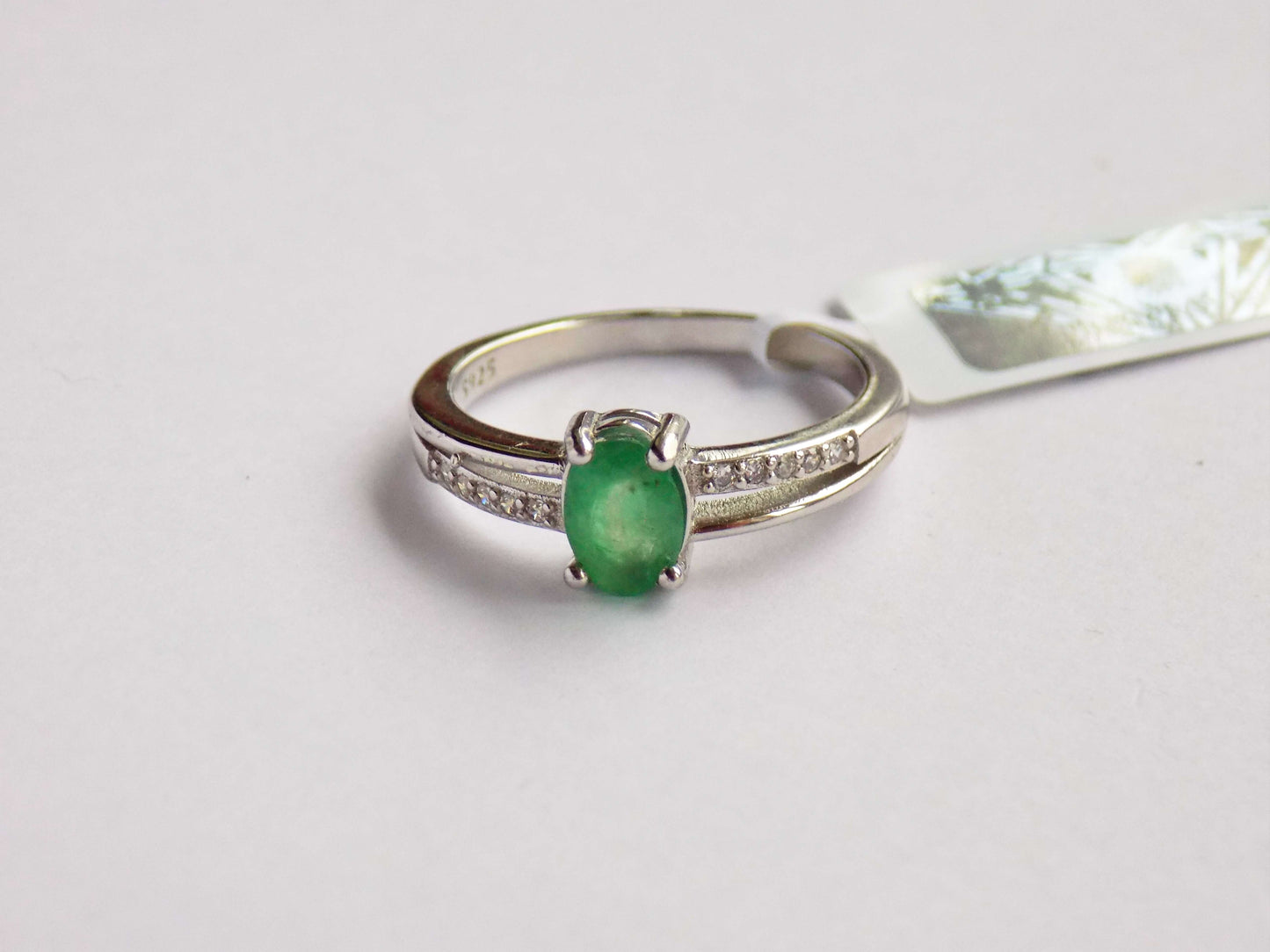 Silver Ring with Emerald and Zircons - AnArt