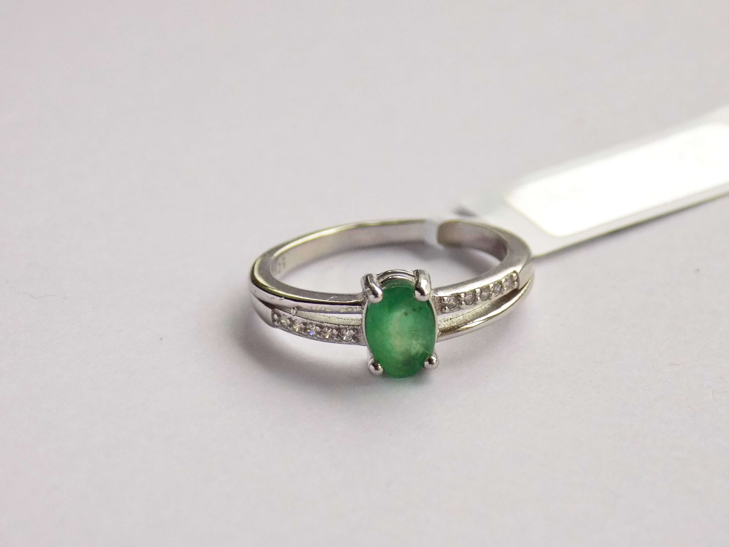 Silver Ring with Emerald and Zircons - AnArt