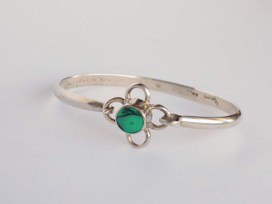 Silver Bracelet with Malachite (Flower) - AnArt