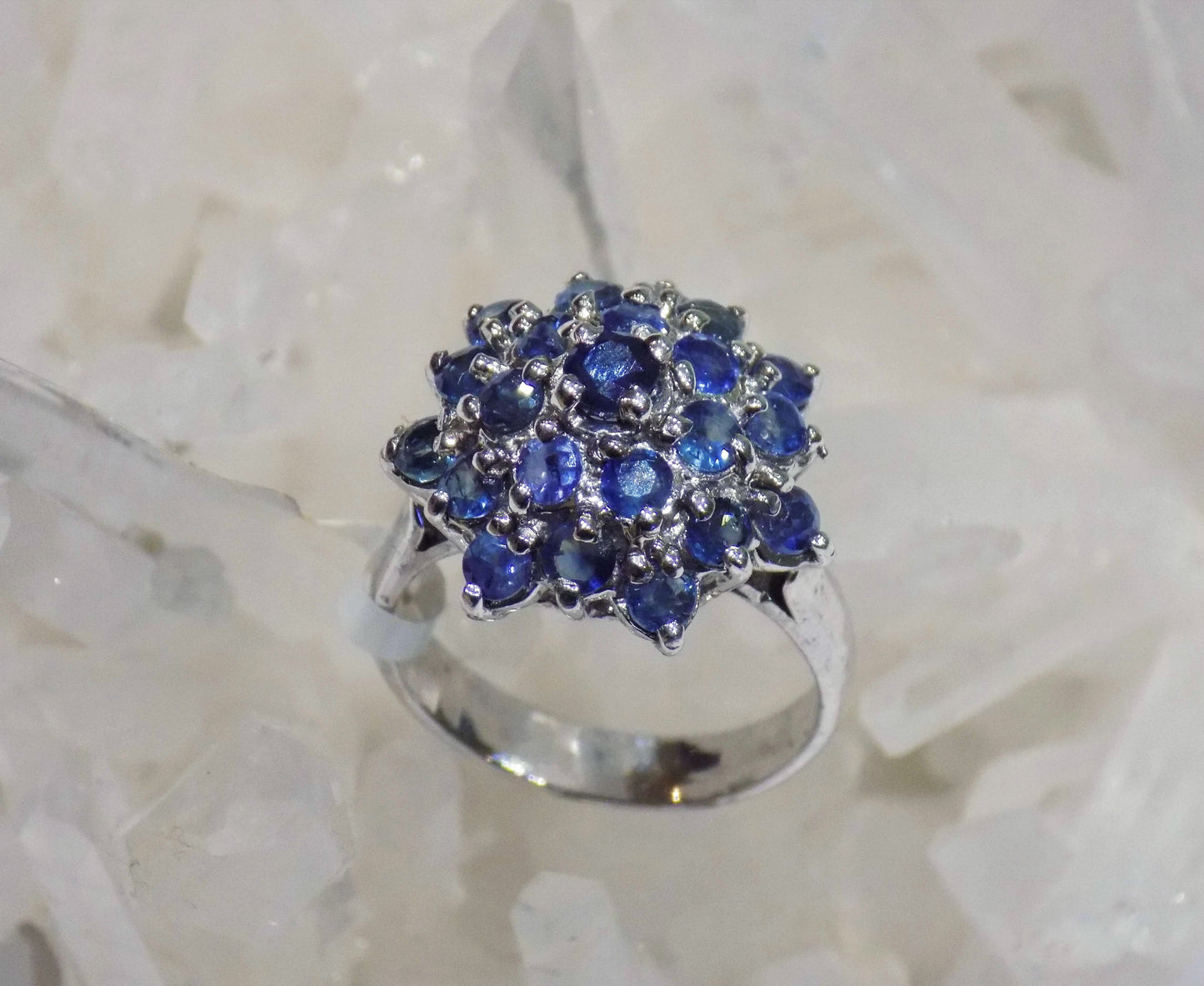 Silver Ring with Blue Sapphires