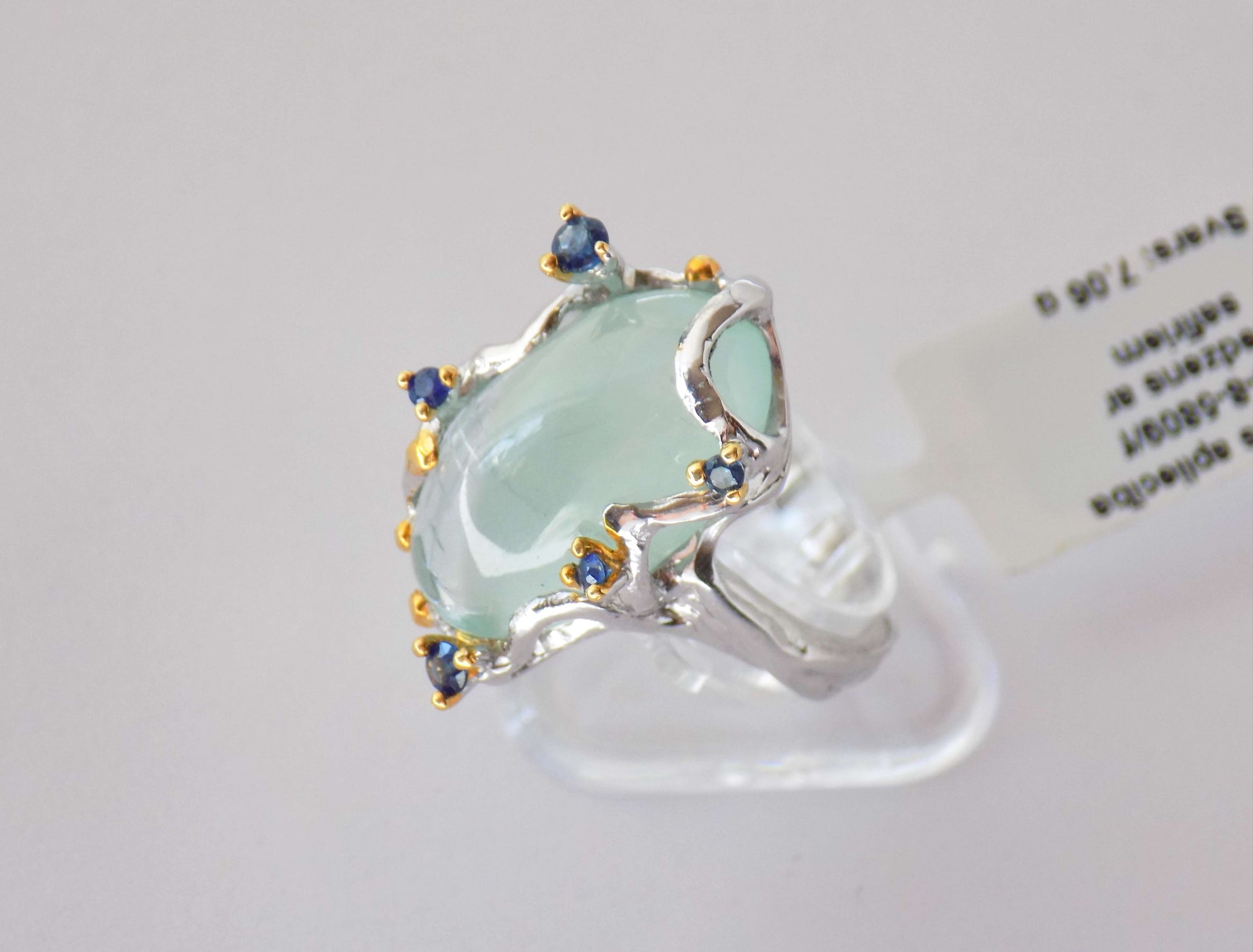 Silver Ring with Aquamarine and Blue Sapphires - AnArt