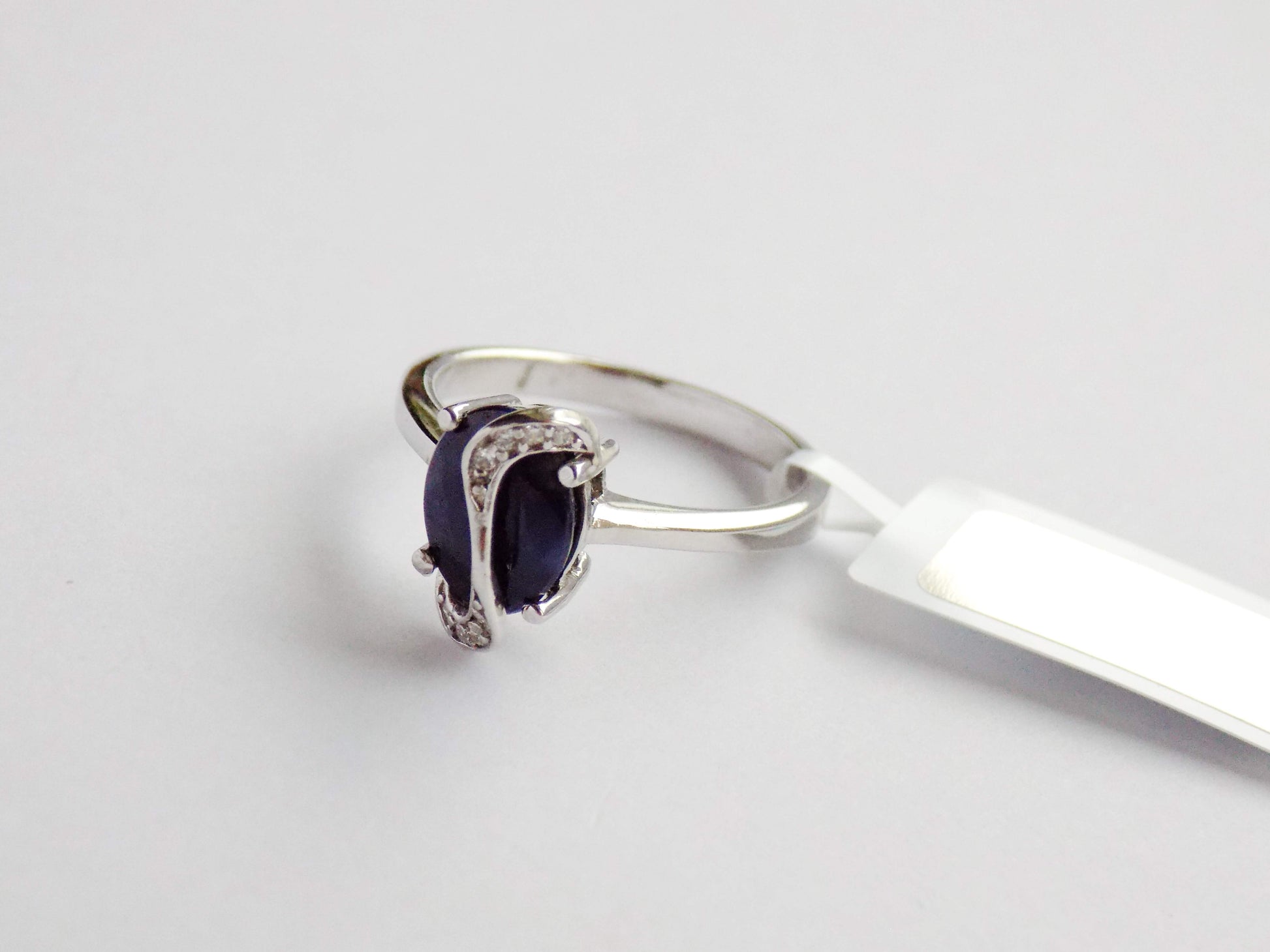 Silver Ring with Blue Sapphire and Zircons - AnArt