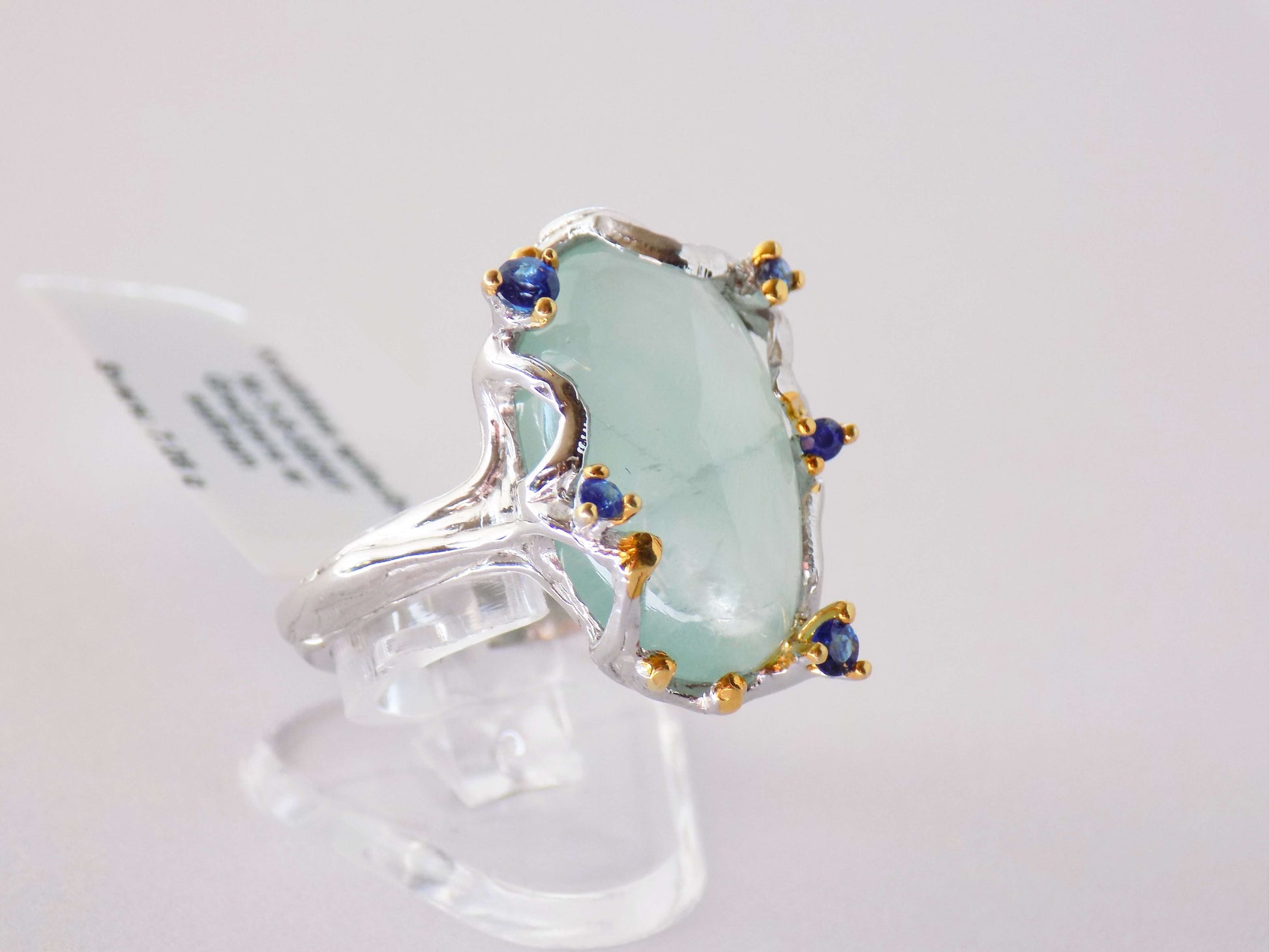 Silver Ring with Aquamarine and Blue Sapphires - AnArt