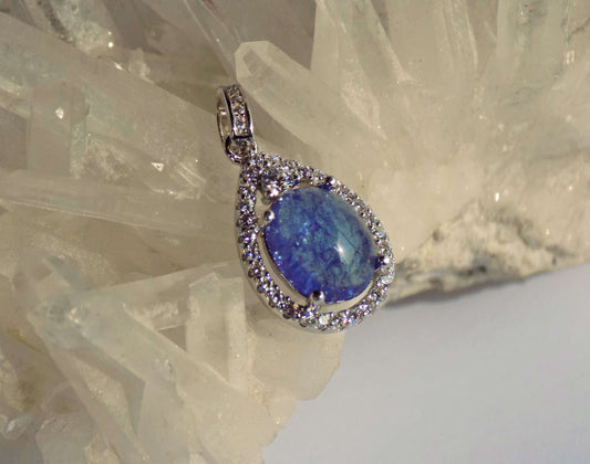 Silver Pendant with Tanzanite and Zircons