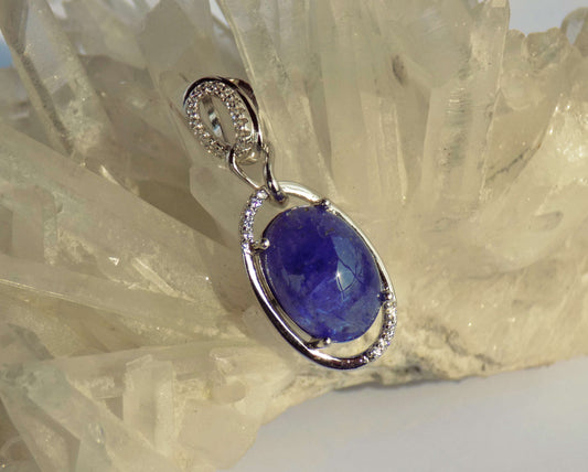 Silver Pendant with Tanzanite and Zircons