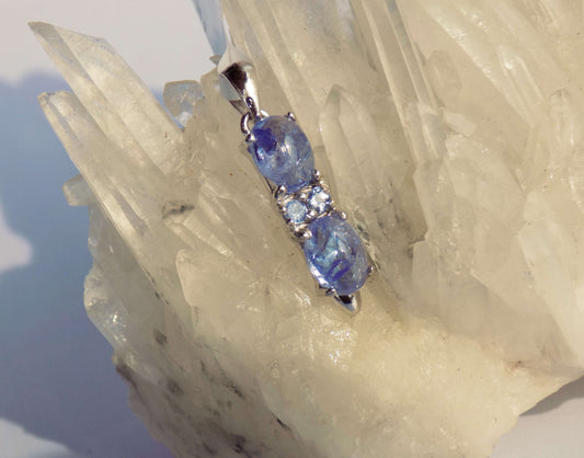 Silver Pendant with Tanzanites