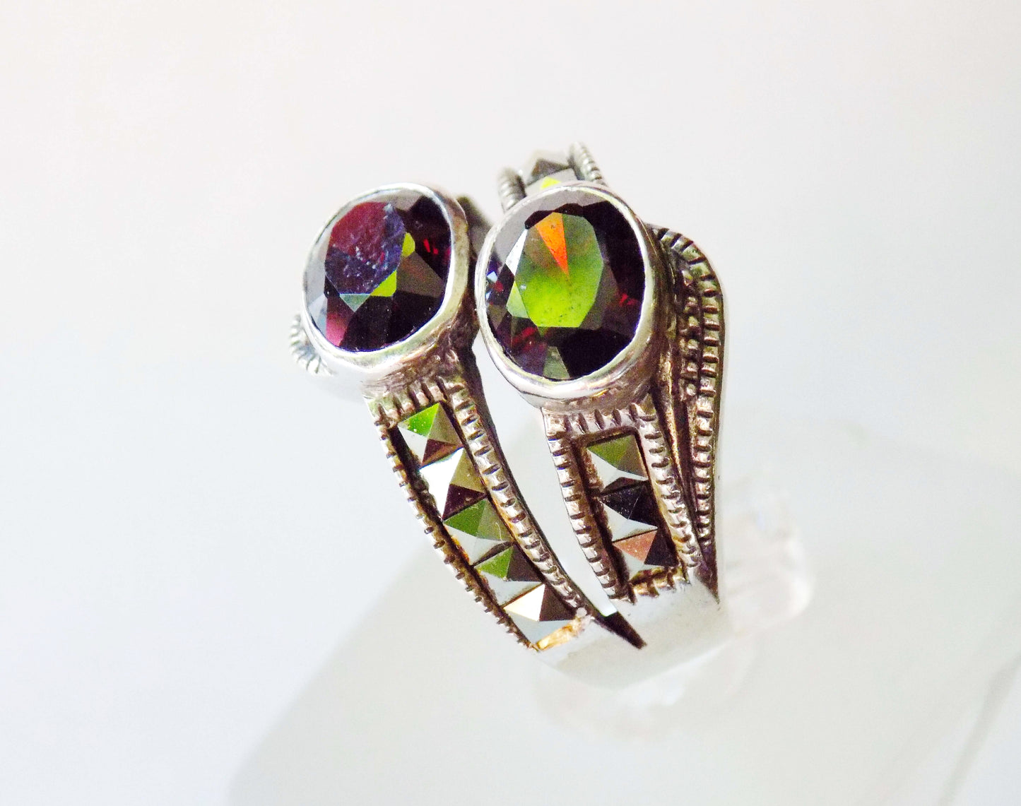 Silver Ring with Garnets