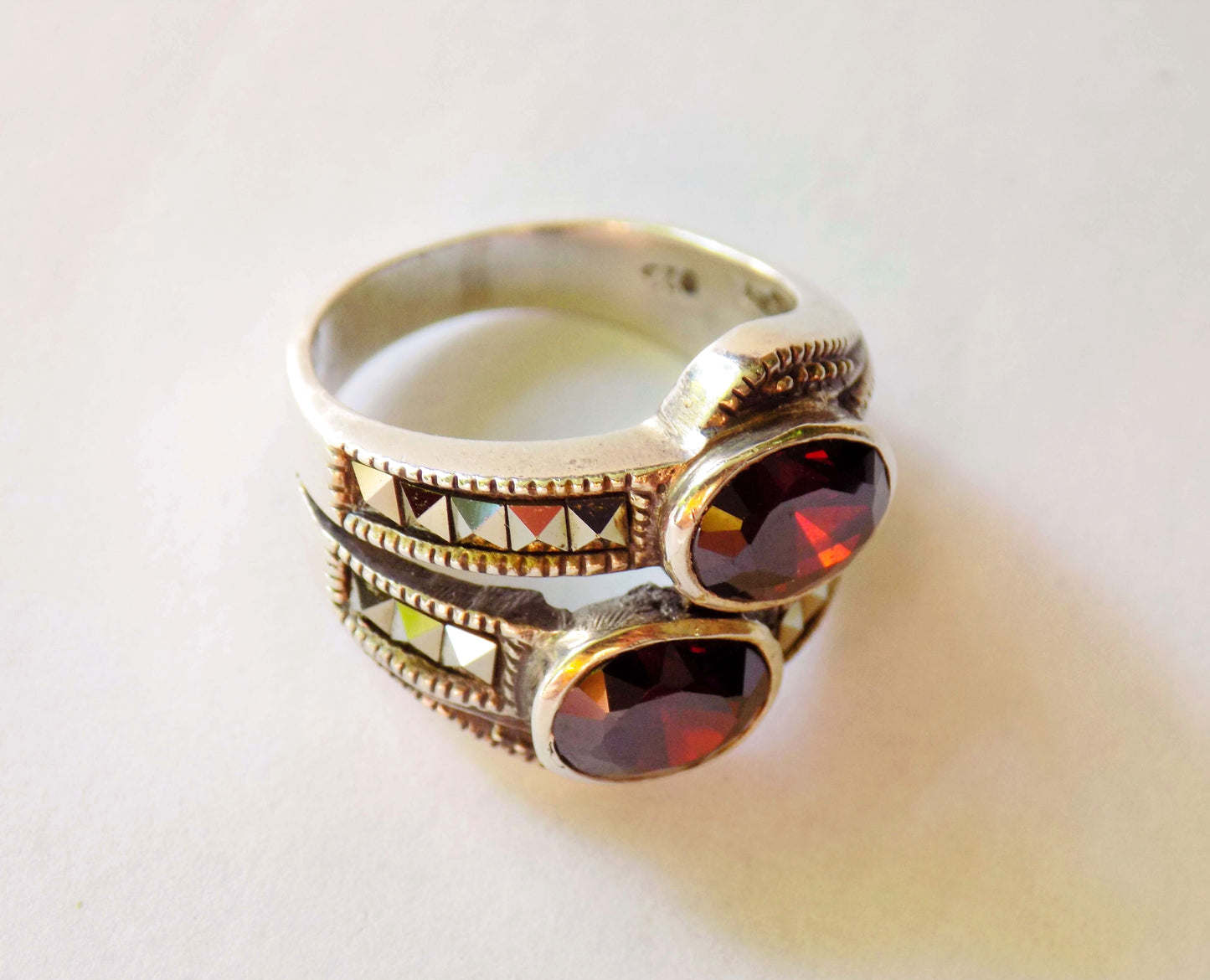 Silver Ring with Garnets