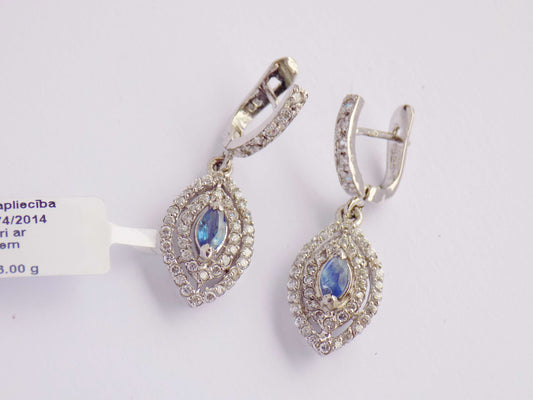 Silver Earrings with Blue Sapphires and Zircons - AnArt