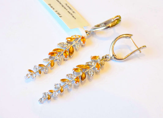 Silver Earrings with Yellow Sapphires and White Topazes