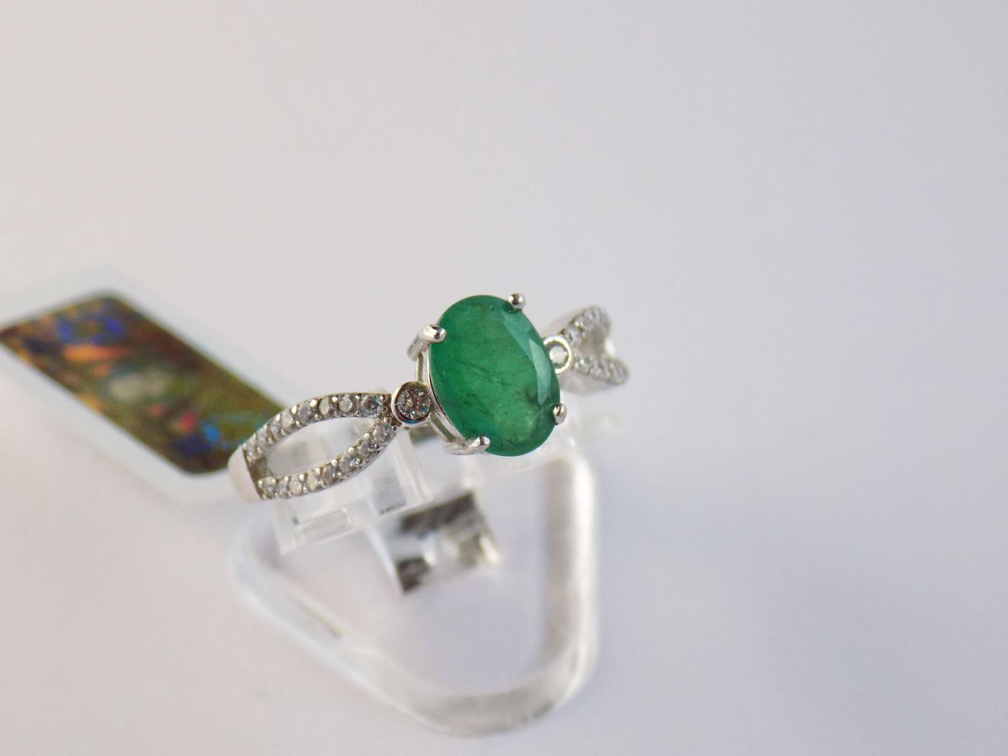 Silver Ring with Emerald and Zircons - AnArt