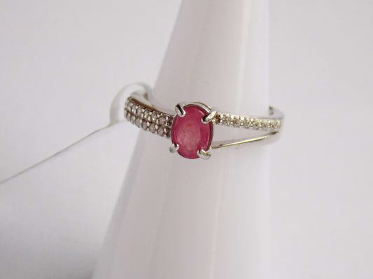 Silver Ring with Ruby and Zircons - AnArt