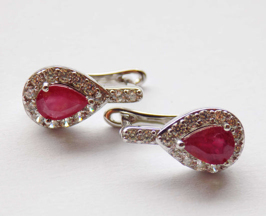 Silver Earrings with Rubies and Zircons - AnArt