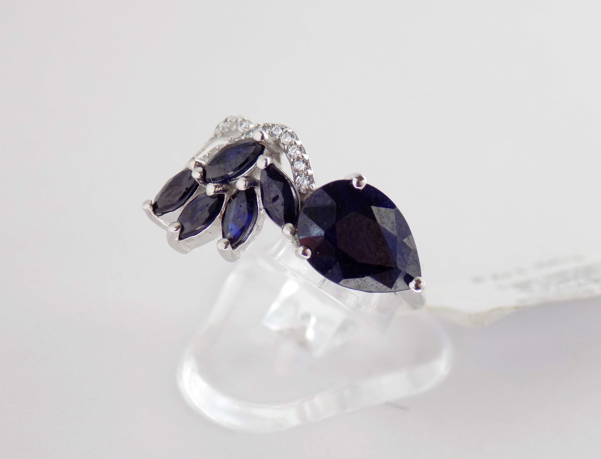 Silver Ring with Blue Sapphires and Zircons - AnArt