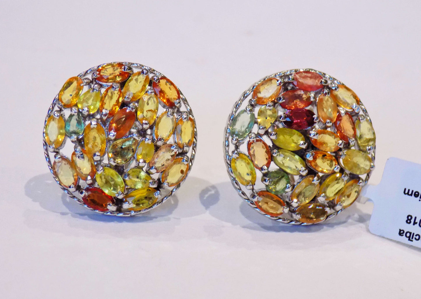 Серебряные серьги с разноцветными Сапфирами и Рубинами