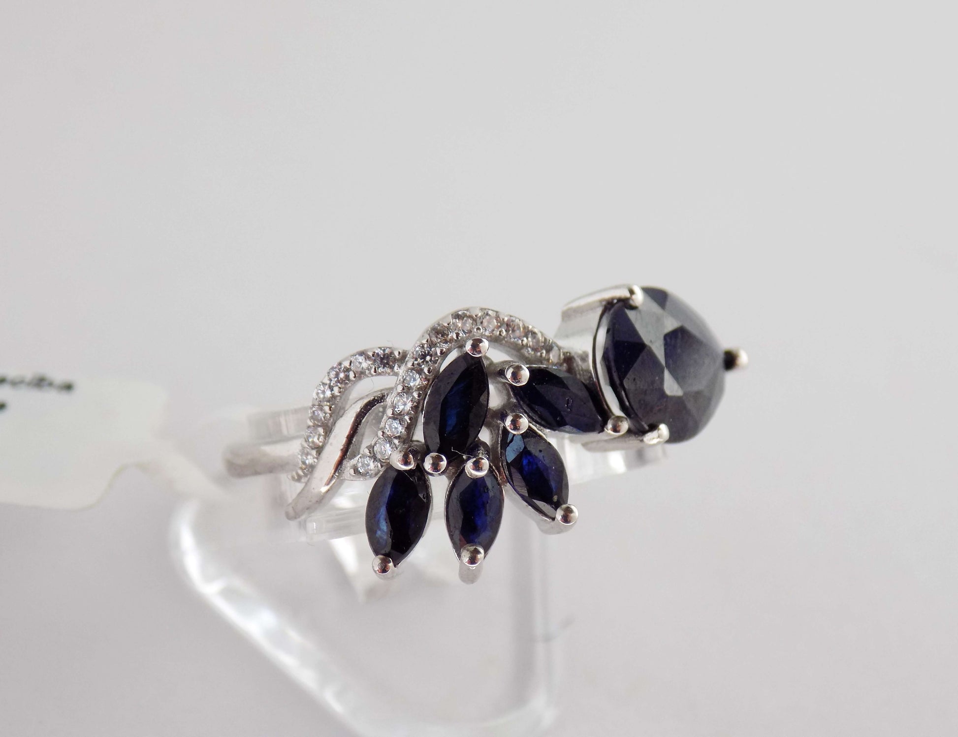 Silver Ring with Blue Sapphires and Zircons - AnArt