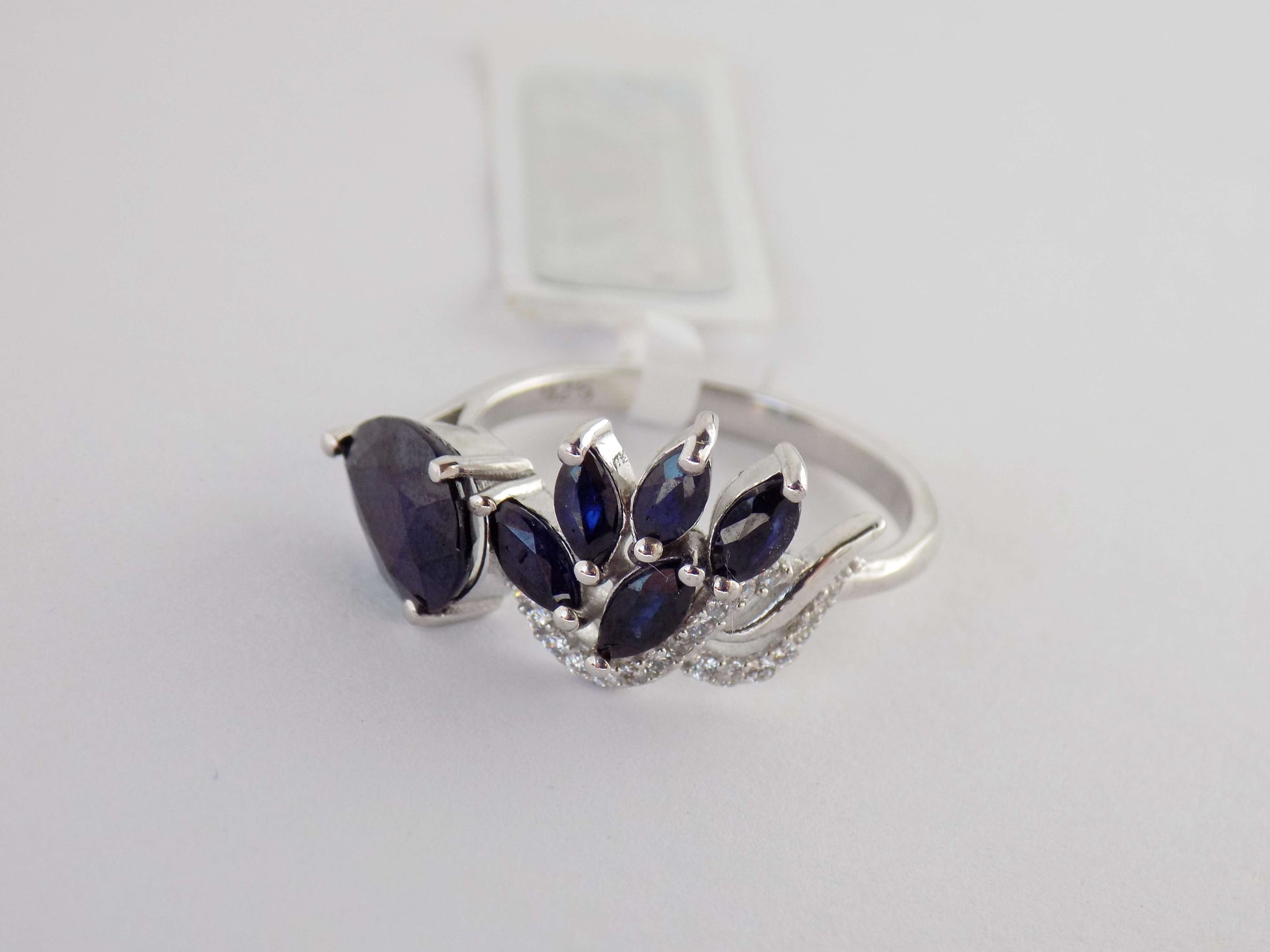 Silver Ring with Blue Sapphires and Zircons - AnArt