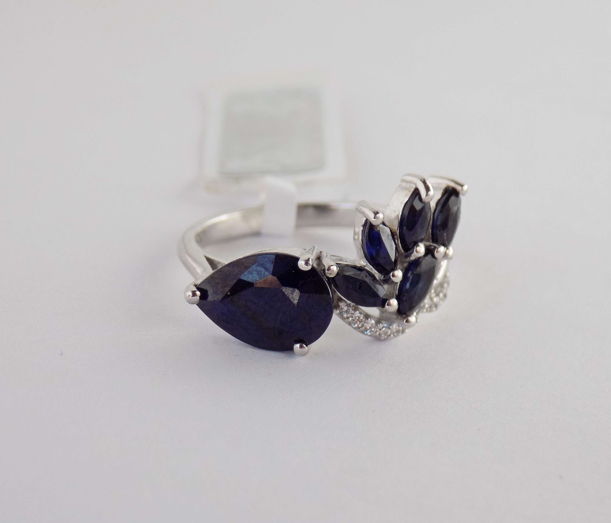 Silver Ring with Blue Sapphires and Zircons - AnArt