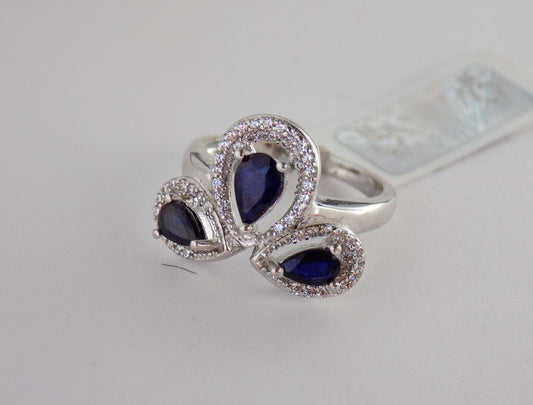 Silver Ring with Blue Sapphires and Zircons - AnArt