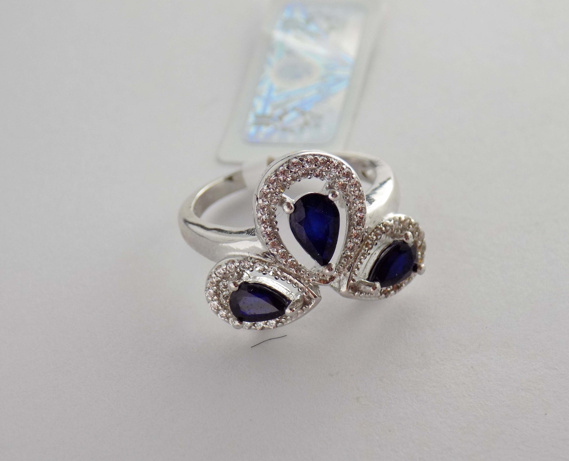 Silver Ring with Blue Sapphires and Zircons - AnArt