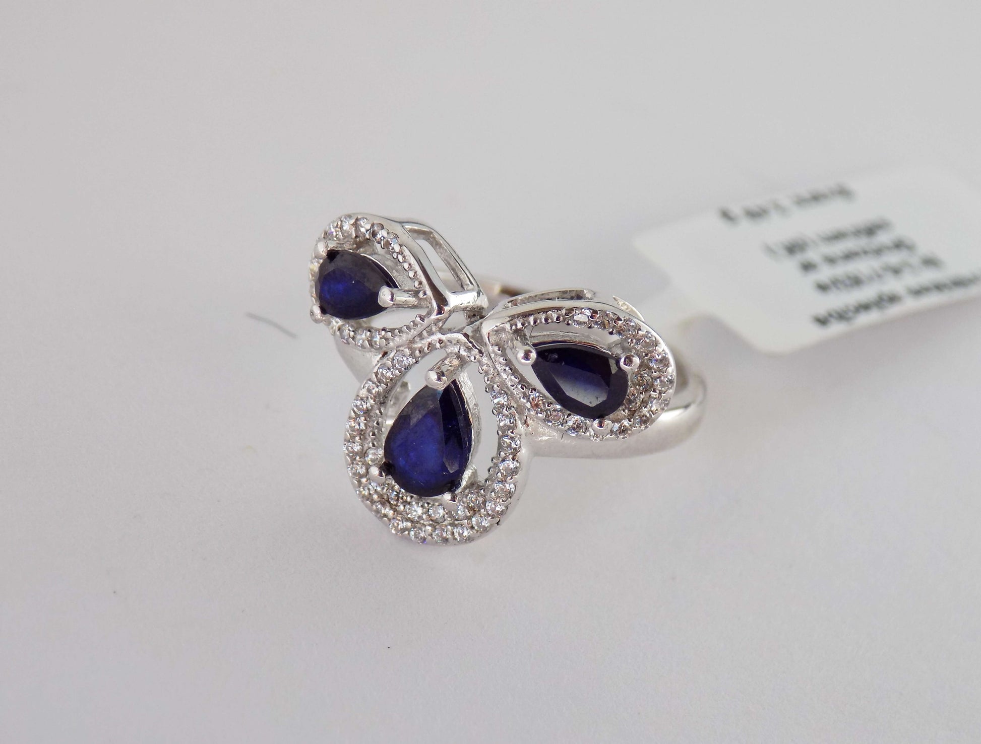 Silver Ring with Blue Sapphires and Zircons - AnArt