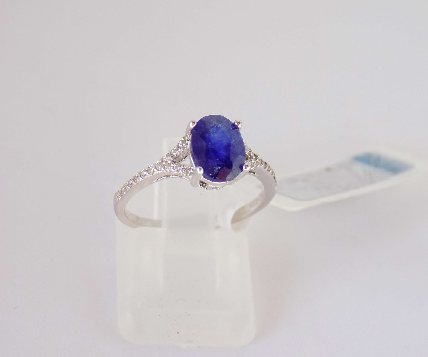 Silver Ring with Blue Sapphire and Zircons - AnArt