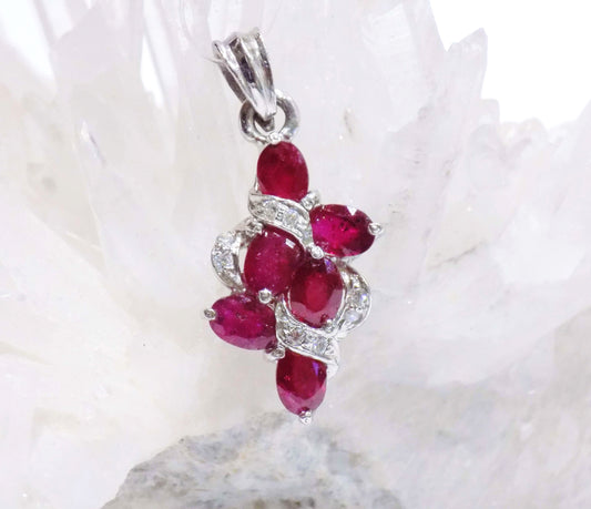 Silver Pendant with Rubies and Zircons