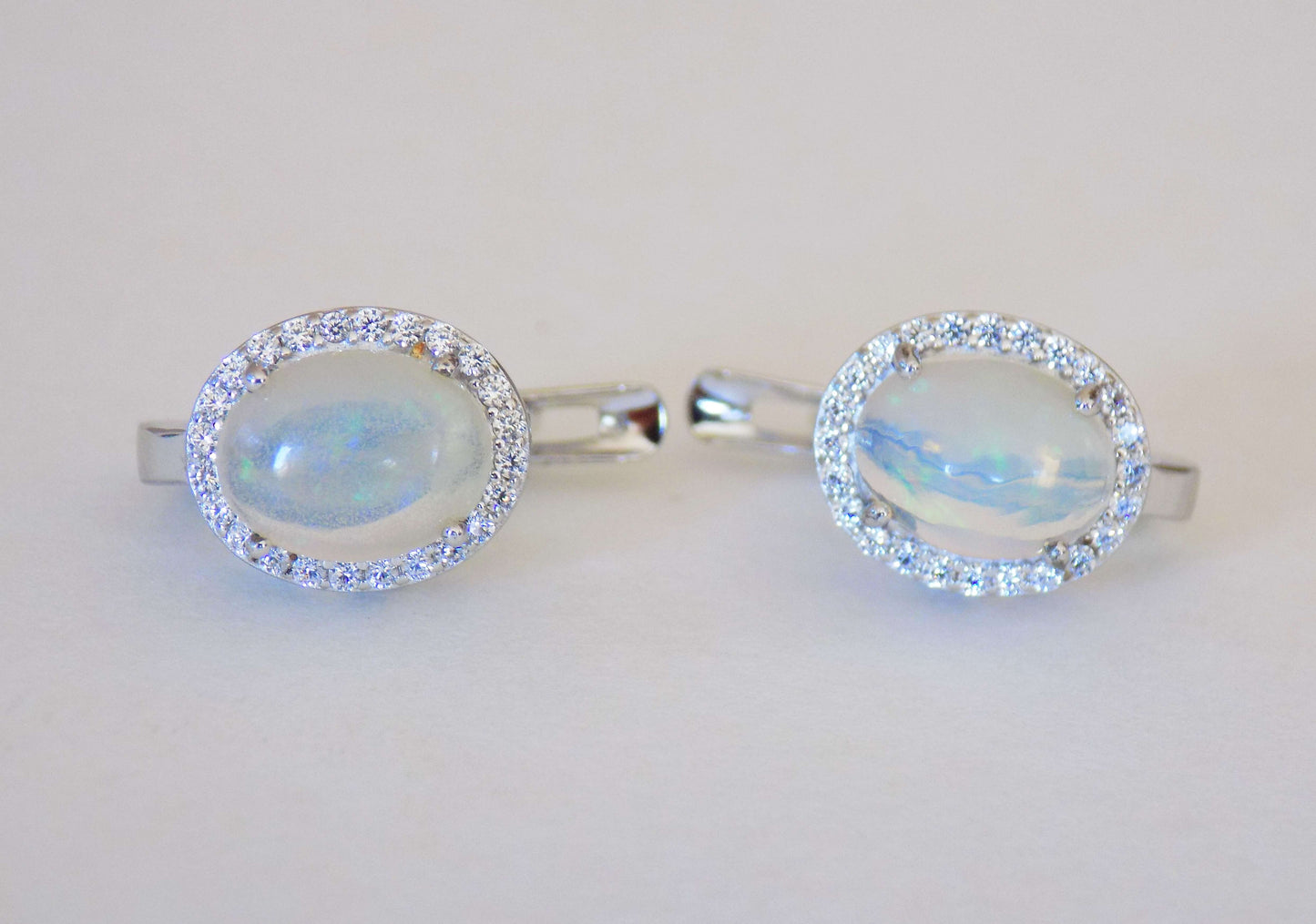 Silver Earrings with Ethiopian Opals and Zircons - AnArt