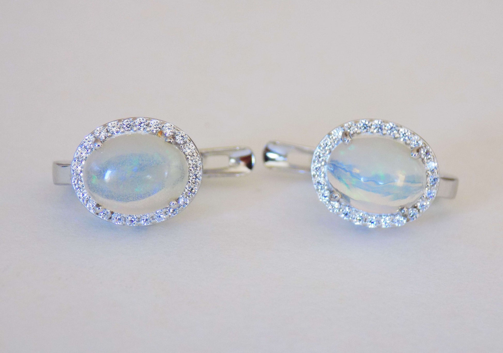 Silver Earrings with Ethiopian Opals and Zircons - AnArt